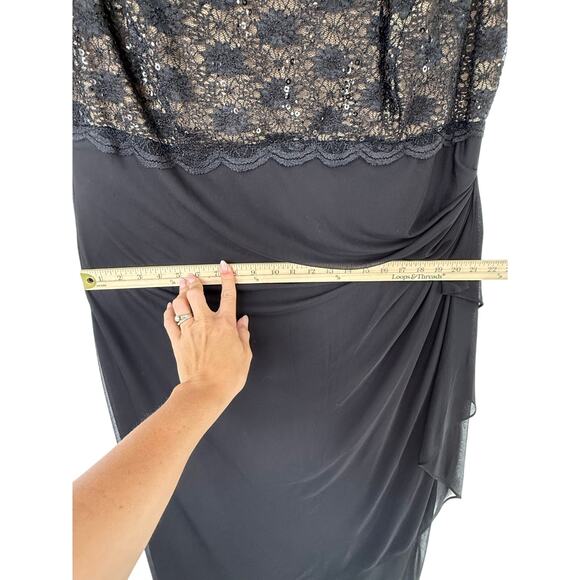 Alex Evenings Gown Women 18W Black Lace Sequin Sleeveless Black Tie Formal Event - Picture 8 of 9